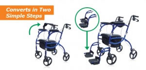 Hugo Navigator Rolling Walker Transport Chair, Converts in Two Simple Steps