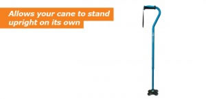 Hugo Quadpod Offset Cane's Self-Standing Cane Tip Allows your cane to stand upright on its own