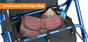 Hugo Rolling Walker with Seat, Underseat Storage Bag